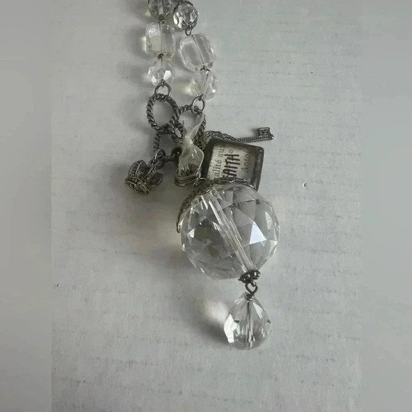 Faith Statement Necklace with Crystal Accents and Charms. - Picture 3 of 6